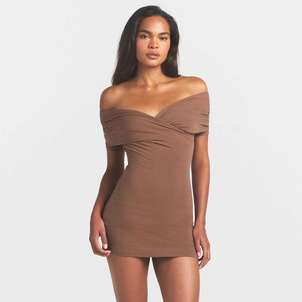 SKIMS Cotton Jersey Wrap Mini Dress